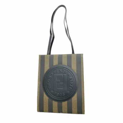 Pre-owned Fendi Black Brown Pvc Tote Bag () In Multi