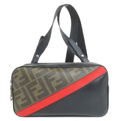 Pre-owned Fendi Black Brown Red Color Pvc Leather Shoulder Bag ()