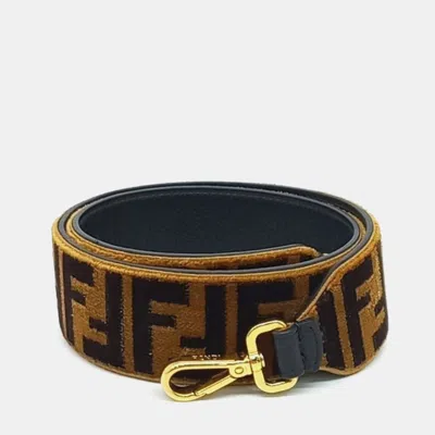 Pre-owned Fendi Black Brown Velvet Strap