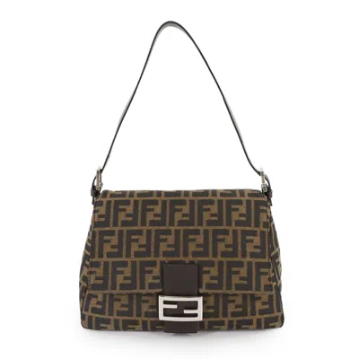 Pre-owned Fendi Black Brown Zucca Baguette Bag Shoulder Bag () In Multi