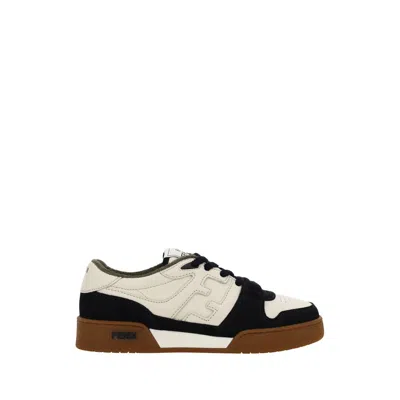 Fendi Match Leather And Suede Sneakers In Multi