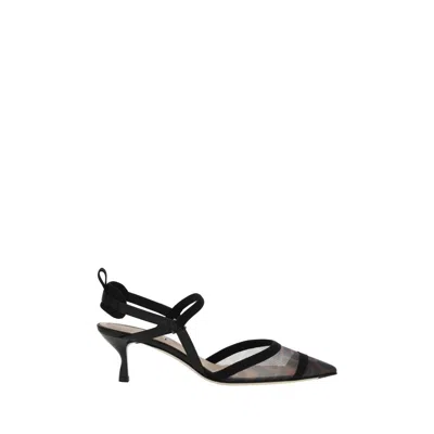 FENDI BLACK CALF LEATHER BOS TAURUS PUMPS