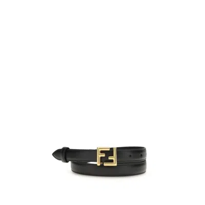 Fendi Women Ff Logo Belt In Black