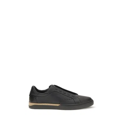 Fendi Slip-on Leather Low-top Sneakers In Black
