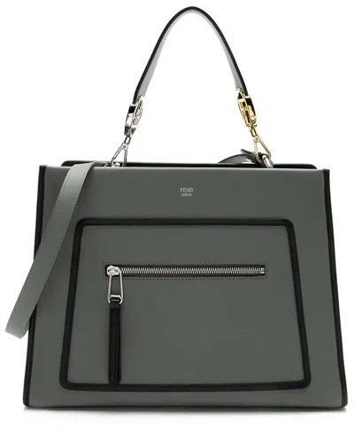 Fendi Black Calfskin Runaway Medium Tote (authentic Pre-loved) In Green