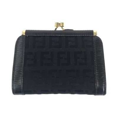 Pre-owned Fendi Black Canvas Coin Purse/coin Case ()