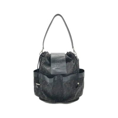 Pre-owned Fendi Black Canvas Leather Backpack ()