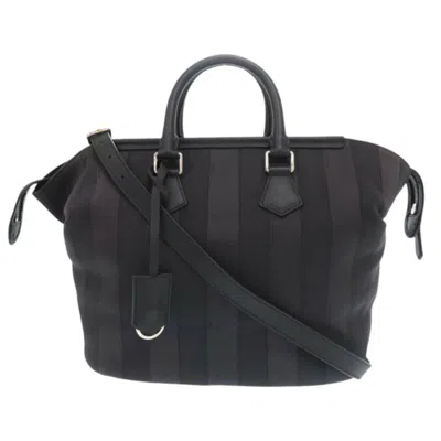 Pre-owned Fendi Black Canvas Leather Handbag Shoulder Bag ()