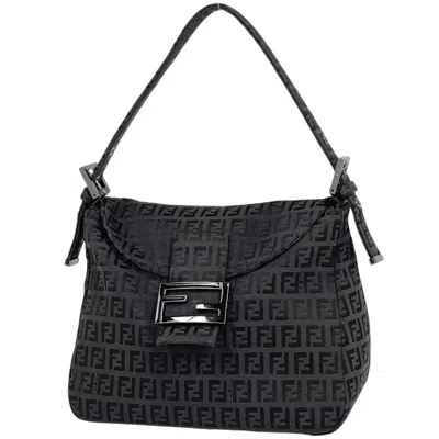 Pre-owned Fendi Black Canvas Leather Handbag Shoulder Bag ()