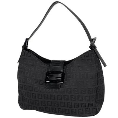 Pre-owned Fendi Black Canvas Leather Handbag Shoulder Bag ()