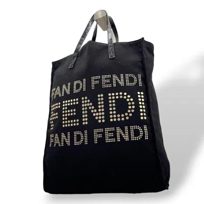 Pre-owned Fendi Black Canvas Leather Handbag Tote Bag ()