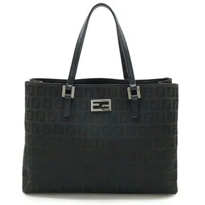 Pre-owned Fendi Black Canvas Leather Handbag Tote Bag ()
