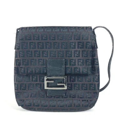 Pre-owned Fendi Black Canvas Leather Pochette Shoulder Bag ()