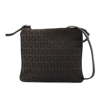Pre-owned Fendi Black Canvas Leather Shoulder Bag ()
