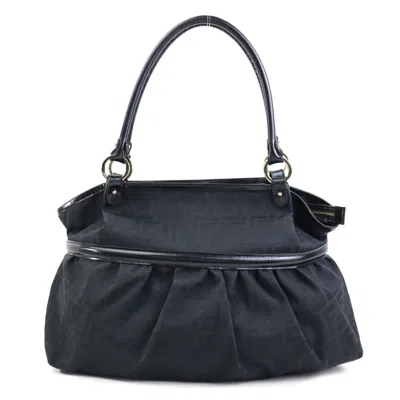 Pre-owned Fendi Black Canvas Leather Shoulder Bag ()
