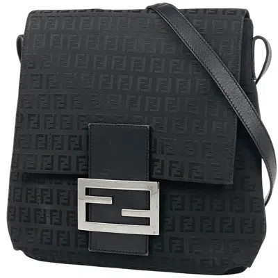 Pre-owned Fendi Black Canvas Leather Shoulder Bag ()