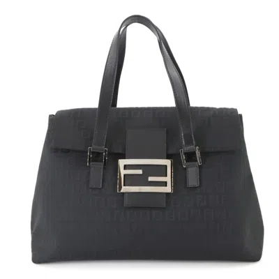 Pre-owned Fendi Black Canvas Leather Tote Bag ()