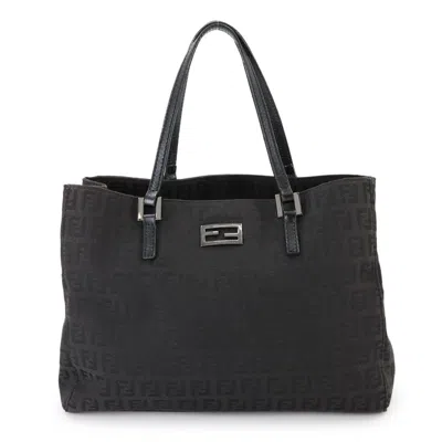 Pre-owned Fendi Black Canvas Leather Tote Bag ()