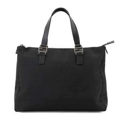 Pre-owned Fendi Black Canvas Leather Tote Bag ()