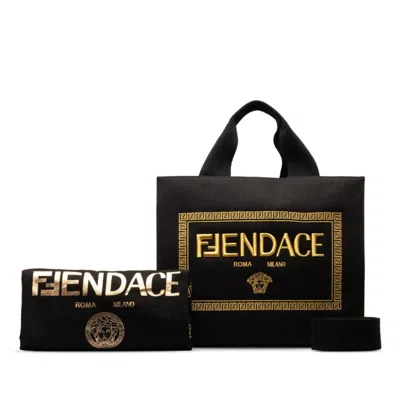 Pre-owned Fendi Black Canvas Shoulder Bag Tote Bag ()