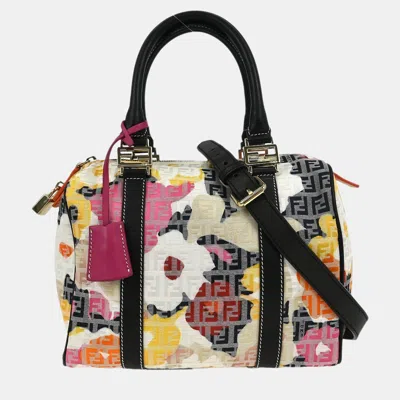Pre-owned Fendi Black Canvas Zucchino Floral Forever Handbag