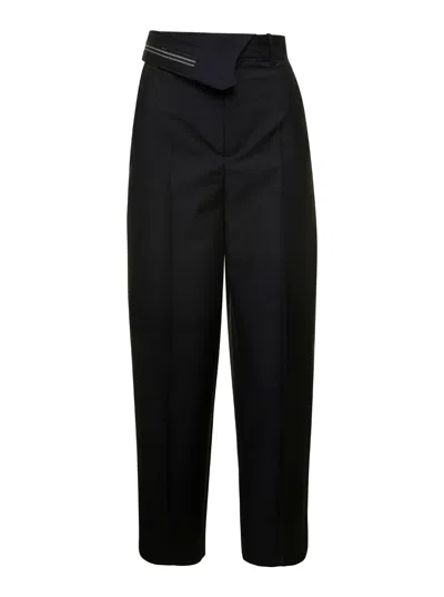 FENDI FENDI WOMEN BLACK CARROT PANTS IN WOOL WOMAN
