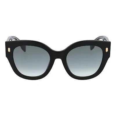 Pre-owned Fendi Black Cat Eye Sunglasses W/ Dark Lenses, Gold Details, “ff0452/f/s”, In Gray