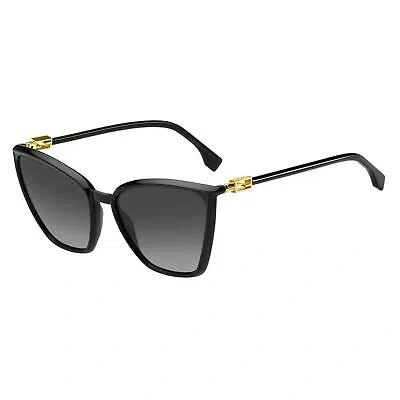 Pre-owned Fendi Black Cat Eye Sunglasses W/ Gold Details, “ff0433/g/s” In Gray