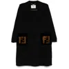 Fendi Straight-fit Midi Coat With Side Slits At The Bottom In Black