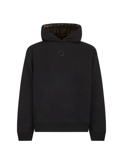 Fendi Men Black Cotton Blend Hoodie