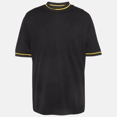 Pre-owned Fendi Black Cotton Contrast Trim T-shirt Xl