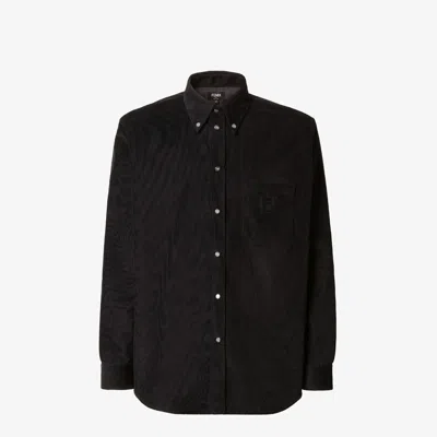 Fendi Black Cotton Corduroy Shirts In Brown