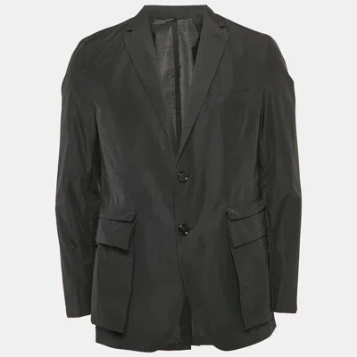 Pre-owned Fendi Black Cotton Detachable Pocket Single Breasted Blazer L