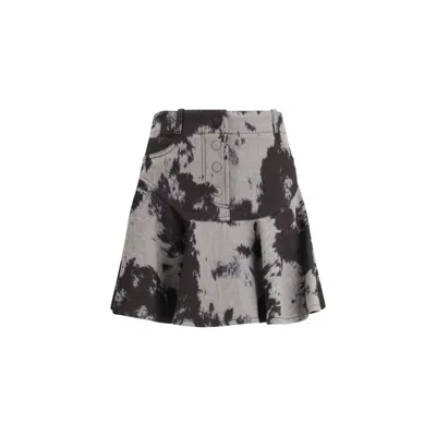 Fendi Black Cotton Mini Skirt In Multi
