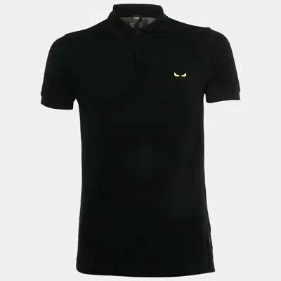 Pre-owned Fendi Black Cotton Pique Bag Bugs Polo T-shirt Xs