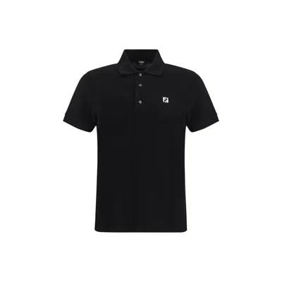 Fendi Black Cotton Polo Shirt