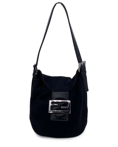 Fendi Black Cotton Shoulder Bag Baguette (authentic Pre-loved)