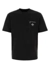 Fendi Men Black Crewneck T-shirt With Logo Print On The Front In Cotton Man In Black