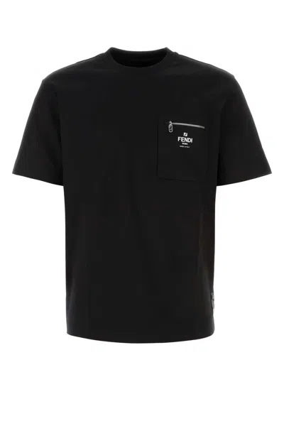 Fendi Black Cotton T-shirt In Nero