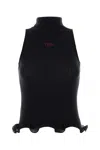 Fendi Cotton Top Finished With Ruffles In Black