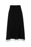 Fendi A-line Skirt With Contrasting Hem And Tie Detail In Black