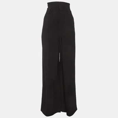 Pre-owned Fendi Black Crepe Wide Leg High Rise Trousers S