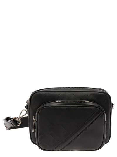 Fendi Black Crossbody Bag With Ff Motif In Leather Man In Multicolor