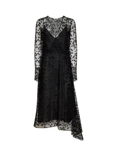 Fendi Black Cuneo Lace Asymmetric Midi Dress