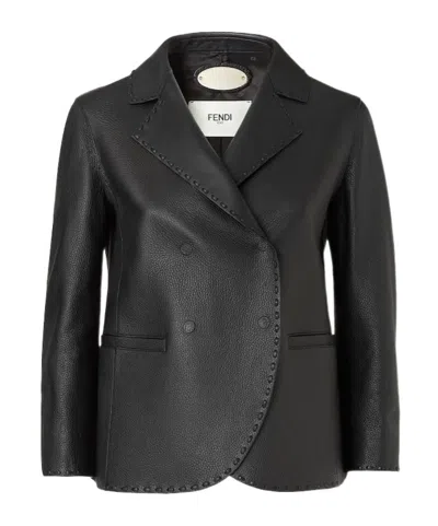 Fendi Black Deerskin Selleria Jacket