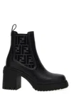 Fendi Black Domino Leather Boots In Black