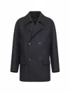Fendi Double Wool Double-breasted Peacoat In Blue
