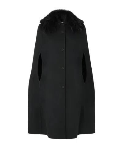 Fendi Black Double-sided Wool Cape