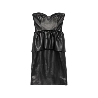Fendi Strapless Peplum Midi Dress In Black