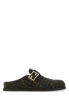 Fendi Round-toed Sabots With Ff Strap In Black